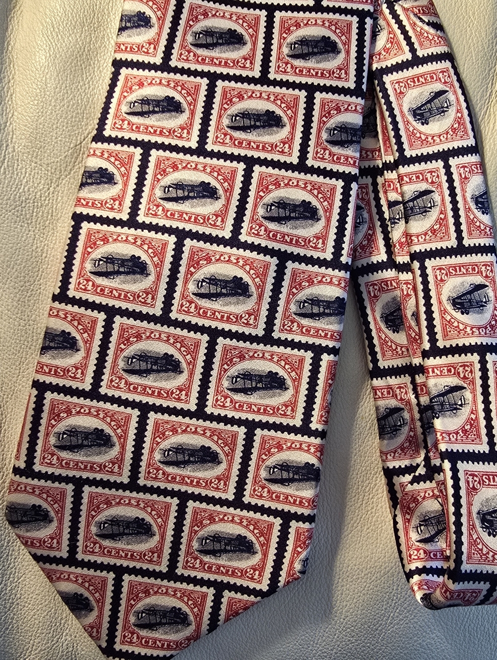 Museum Artifacts 1918 24 Cent Inverted Jenny Postage Airplane Stamp Silk Necktie